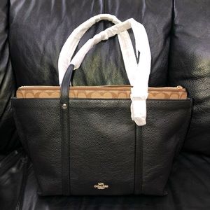 Coach Black Leather Sig Pop May Tote